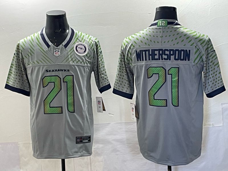 Men 2025 Seattle Seahawks #21 Witherspoon Grey 5th generation Throwback Nike Limited NFL Jersey style 01->seattle seahawks->NFL Jersey